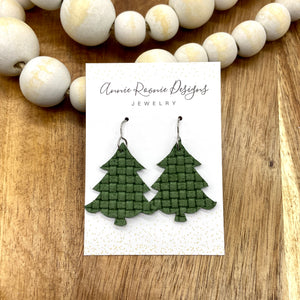 Leather Christmas Tree earrings