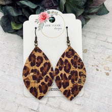 Load image into Gallery viewer, Leopard Cork Leather Marquis earrings