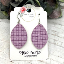 Load image into Gallery viewer, Lavender Crosshatch Suede Marquis earrings
