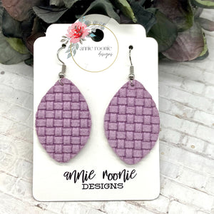Lavender Crosshatch Suede Marquis earrings