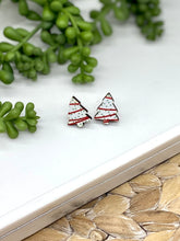 Load image into Gallery viewer, Christmas Cake Wooden Christmas Tree earrings
