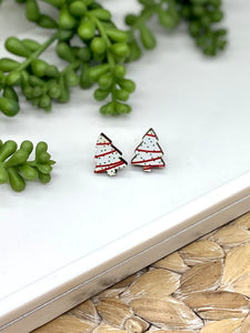 Christmas Cake Wooden Christmas Tree earrings