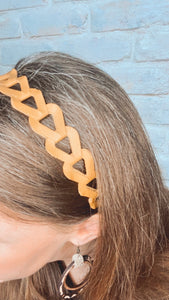 Mustard Yellow leather Triangle link headband