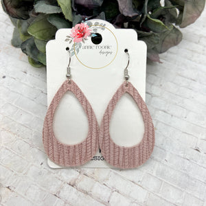 Blush Striped Textured Suede Teardrop earrings