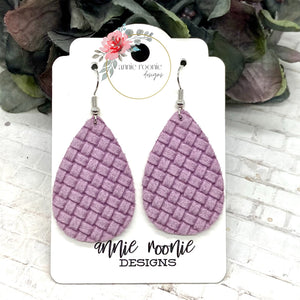 Lavender Crosshatch Suede Teardrop earrings