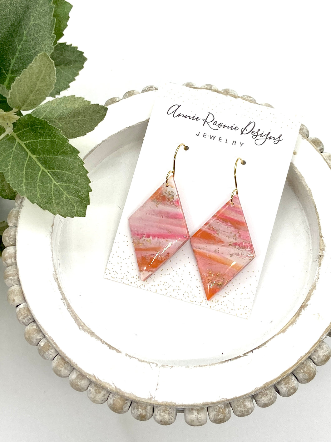 Pink & Orange Diamond Clay earrings