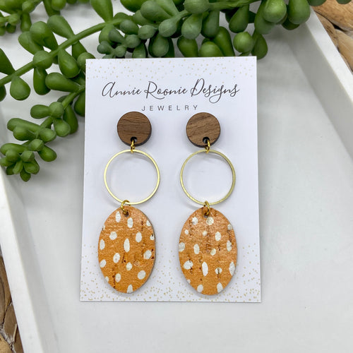 Sarah earrings in Yellow Dot Cork Leather
