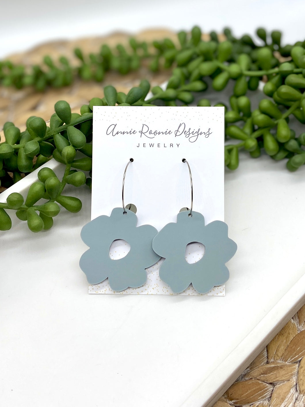 Gray Acrylic Flower earrings