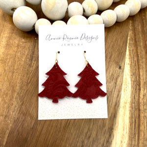 Leather Christmas Tree earrings
