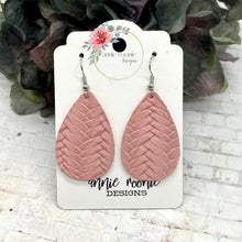 Load image into Gallery viewer, Blush Braided Suede Teardrop earrings