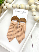 Load image into Gallery viewer, Woven Fringe Earrings in Peach leather