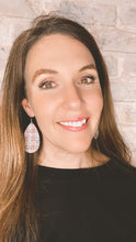 Load image into Gallery viewer, Red Plaid Leopard cork leather Teardrop earrings