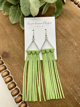 Load image into Gallery viewer, Lime Green Triangle Fringe earrings