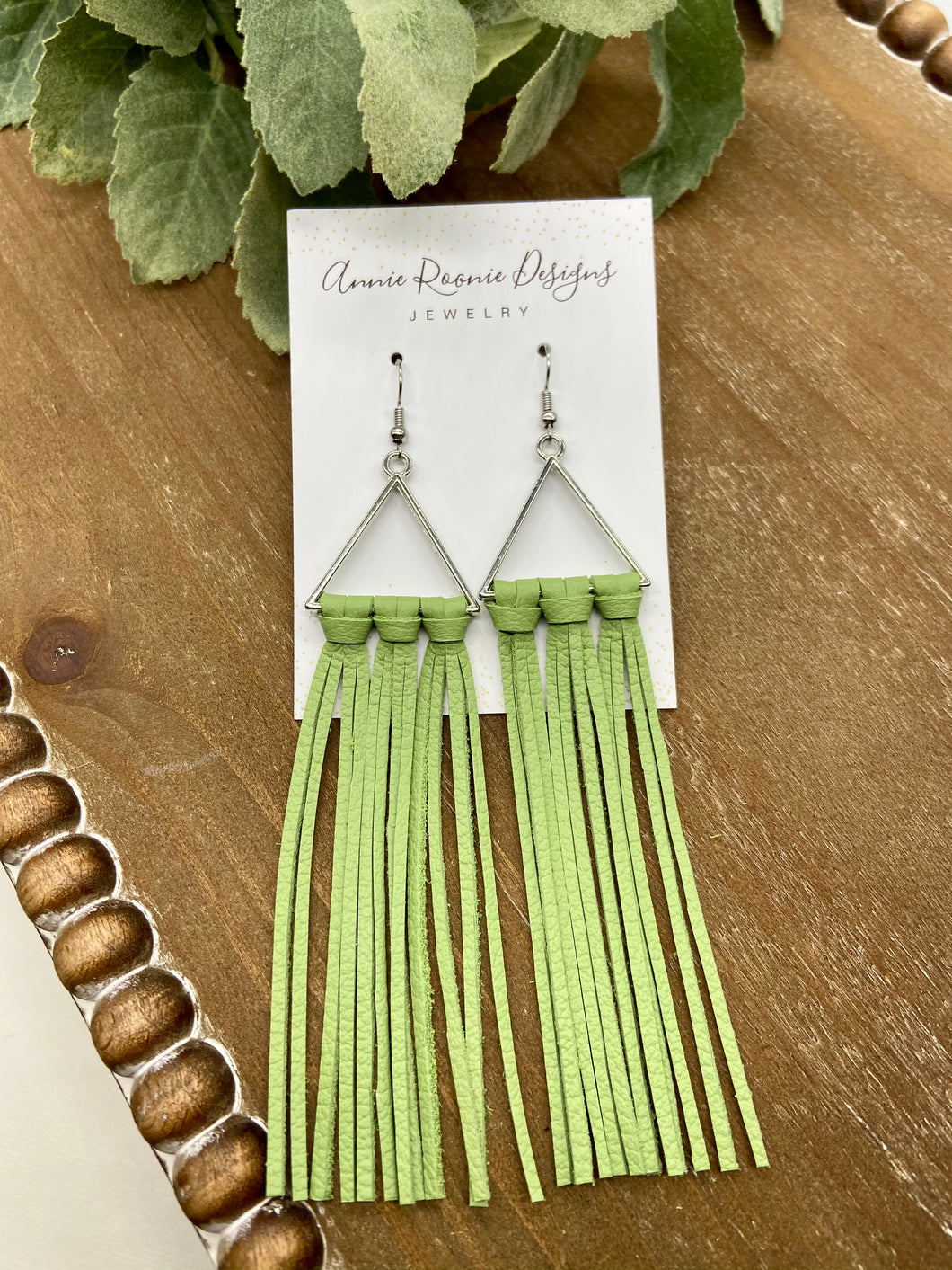 Lime Green Triangle Fringe earrings