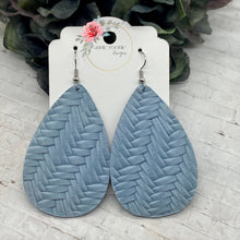 Load image into Gallery viewer, Baby Blue Braided leather Teardrop earrings