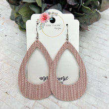 Load image into Gallery viewer, Blush Striped Textured Suede Teardrop earrings