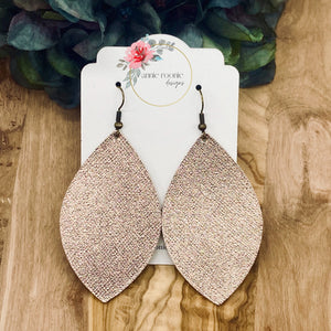 Rose Gold Leather Marquis earrings