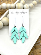 Load image into Gallery viewer, Falling Leaves Earrings in Mint Leather