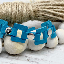 Load image into Gallery viewer, Teal leather Rectangle link bracelet
