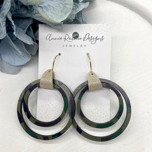Camouflage Wood hoop earrings