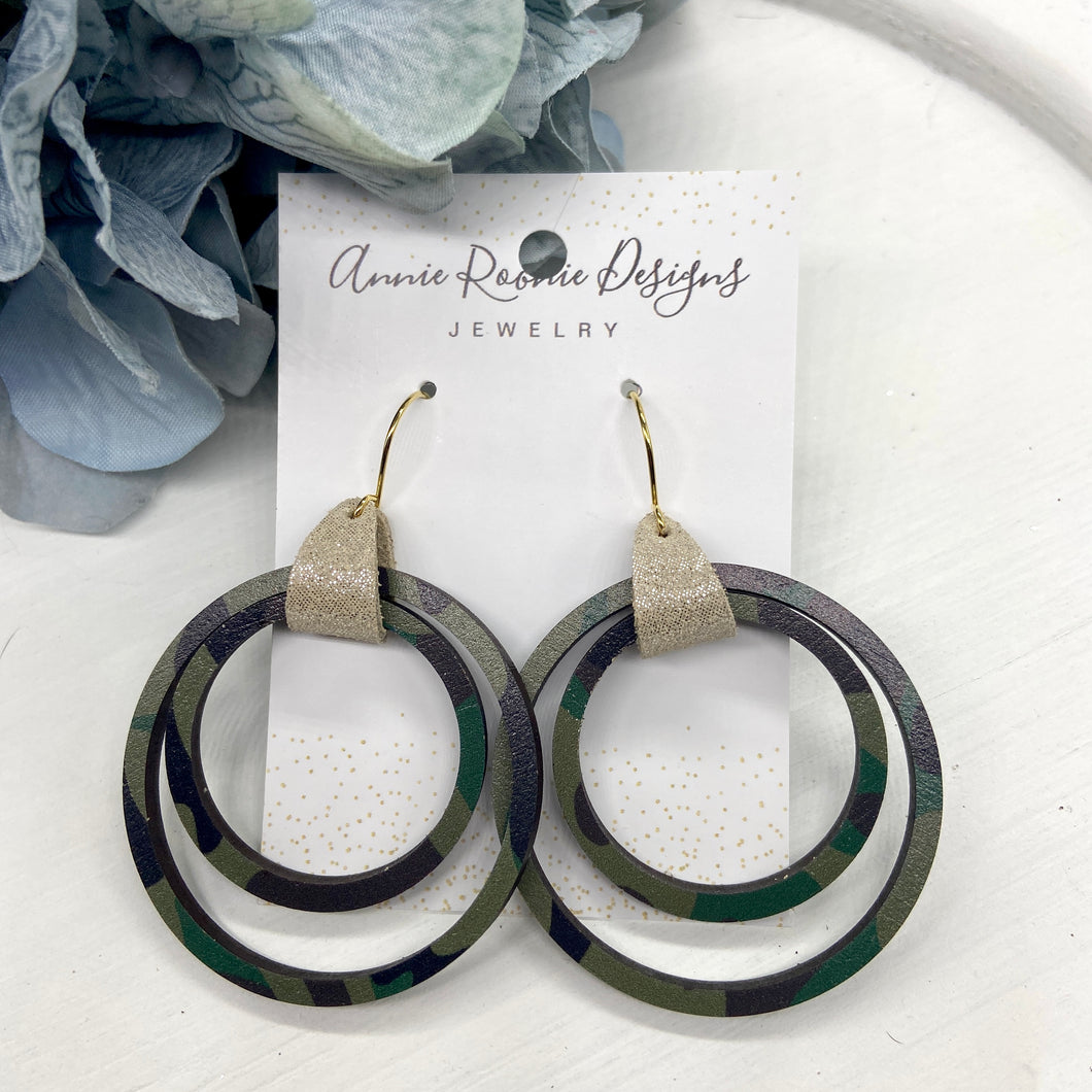 Camouflage Wood hoop earrings
