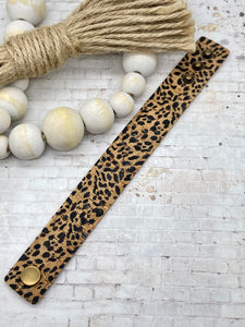 Cheetah Cork Leather Sliced Cuff bracelet