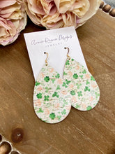 Load image into Gallery viewer, Shamrock Cork Leather Teardrop earrings
