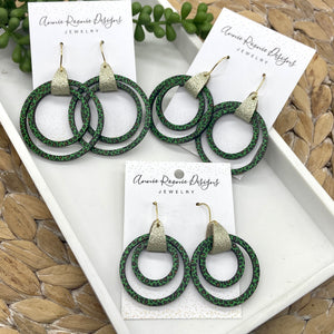 Green Leopard Wood Double hoop earrings