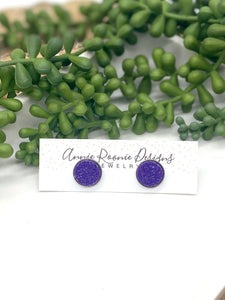 Purple Glitter Stud Earrings