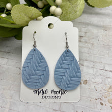Load image into Gallery viewer, Baby Blue Braided leather Teardrop earrings
