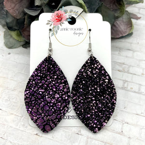Purple Sparkle leather Marquis earrings