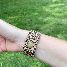 Load image into Gallery viewer, Cheetah Cork Leather Sliced Cuff bracelet