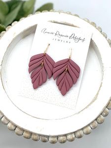 Embossed Split Leaf Clay earrings (multiple colors)