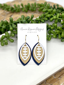 Triple layered School Spirit Football earrings