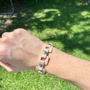 Blush leather Rectangle link bracelet