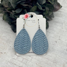 Load image into Gallery viewer, Baby Blue Braided leather Teardrop earrings