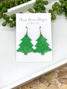 Leather Christmas Tree earrings