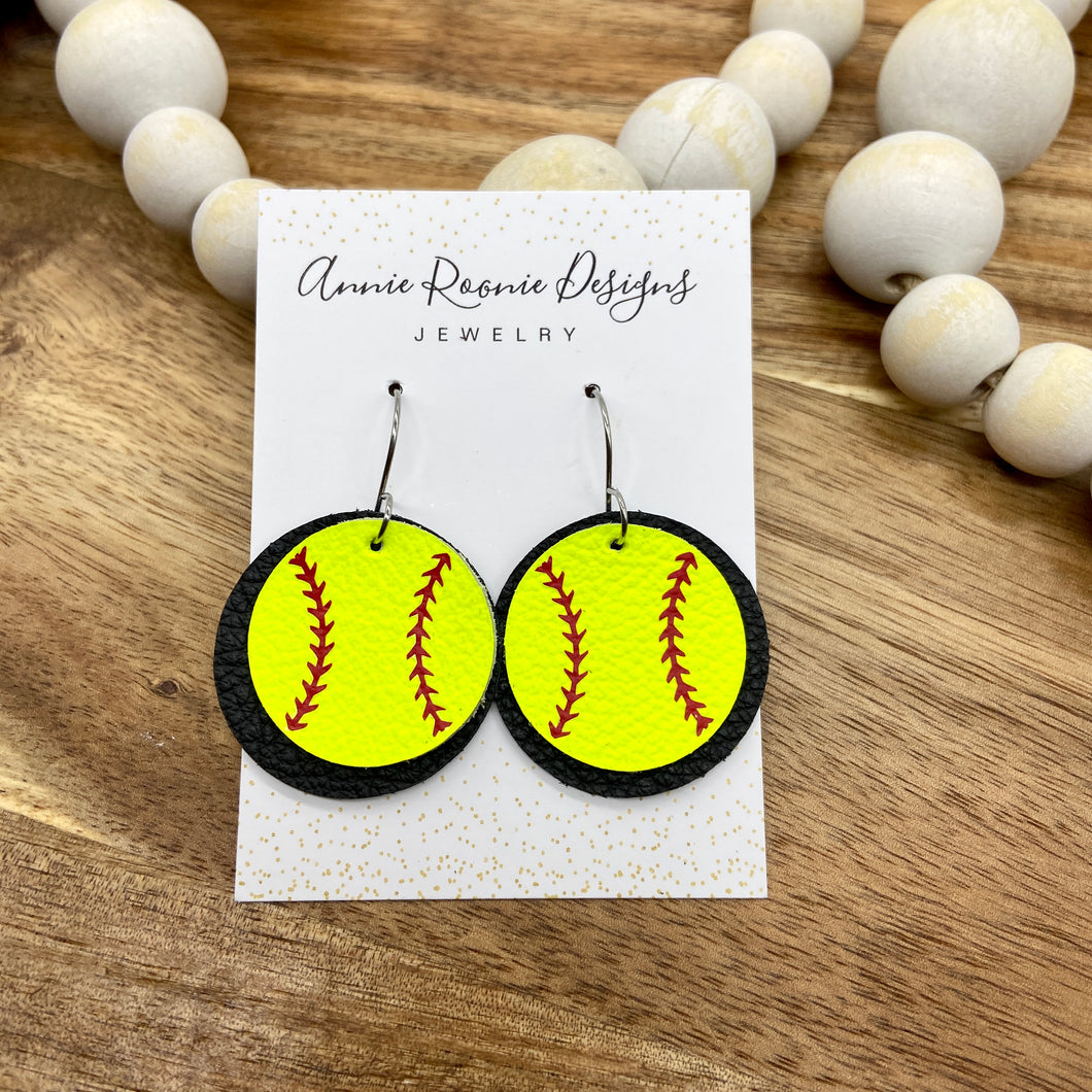 Softball Round Double layer earrings