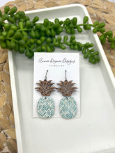 Load image into Gallery viewer, Pineapple Earrings - Wood &amp; Leather