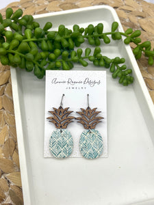 Pineapple Earrings - Wood & Leather