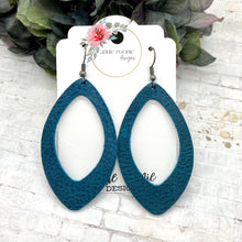 Load image into Gallery viewer, Dark Teal Leather Marquis earrings
