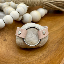 Load image into Gallery viewer, Blush leather Skinny Cuff Circle ring bracelet
