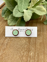 Load image into Gallery viewer, Green Leopard Cork leather Stud Earrings