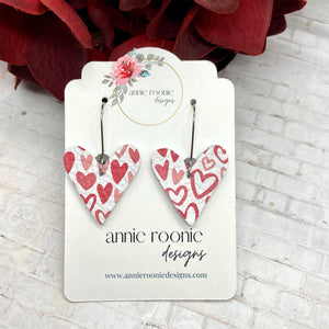 Tiny Dangle Heart leather earrings