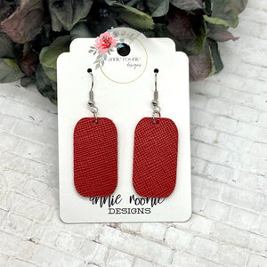 Red Textured Leather Rectangle earrings