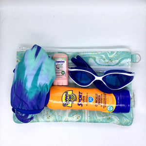 Aqua Marble Double Zipper Splash bag