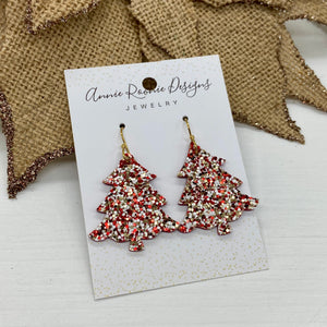 Leather Christmas Tree earrings
