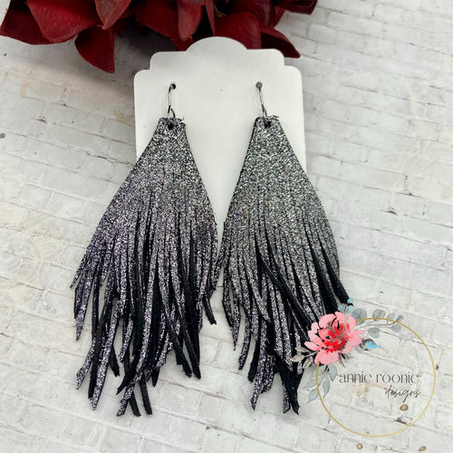 Funky Fringe Earrings in Sparkle leathers
