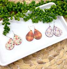Load image into Gallery viewer, Fall Printed Wooden Teardrop earrings