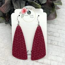 Load image into Gallery viewer, Raspberry Tiny Triangles Suede Wedge Bar earrings